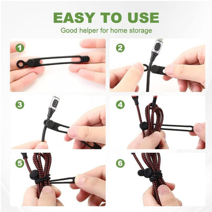 Silicone Cable Ties Reusable – Data Cable Organizer & Cord Management Straps | Elastic Cable Wraps for Chargers, Wires, Earphones & USB Cables