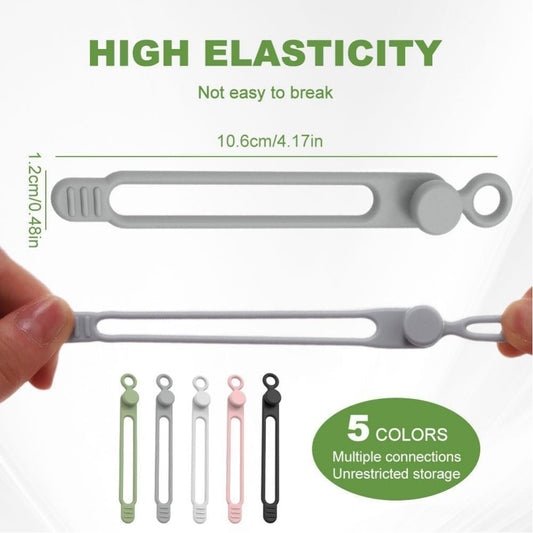 Silicone Cable Ties Reusable – Data Cable Organizer & Cord Management Straps | Elastic Cable Wraps for Chargers, Wires, Earphones & USB Cables