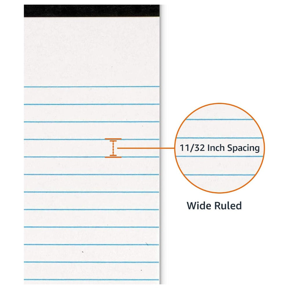 Amazon Basics Wide Ruled Lined Writing Note Pads – 8.5 x 11.75 Inches, White, 12-Pack | 50 Perforated Sheets Per Pad for Office, School & Everyday Writing