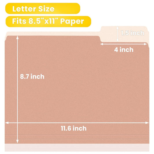 SUNEE File Folders, 30 Pack Manilla Folders 8.5 x 11, Colored File Folders for Home, Office & School, 6 Pastel Colors