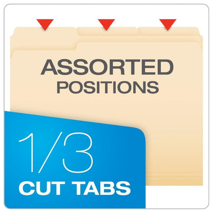 Pendaflex File Folders, 100 Pack, Durable Manila Folders, Letter Size (8.5" x 11"), 3 Top Tabs for Easy Labeling