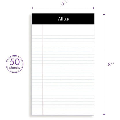 Alitte Legal Notepads 5x8, Pack of 12 – Perforated Narrow Ruled Writing Pads, Premium Thick Paper, No Ink Bleeding, Blank Legal Pads for Home & Office