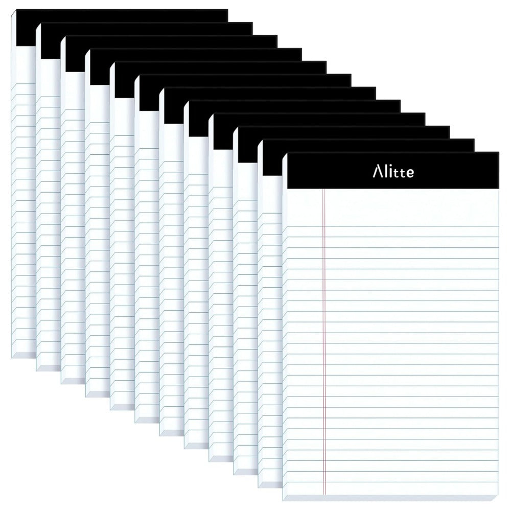 Alitte Legal Notepads 5x8, Pack of 12 – Perforated Narrow Ruled Writing Pads, Premium Thick Paper, No Ink Bleeding, Blank Legal Pads for Home & Office