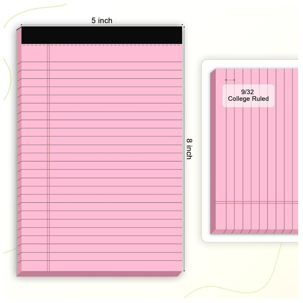 5-Pack Small Note Pads 5 x 8 Inches – College Ruled Legal Pads, Perforated Writing Pads | Color Notepads for School, Office, Study & Everyday Notes